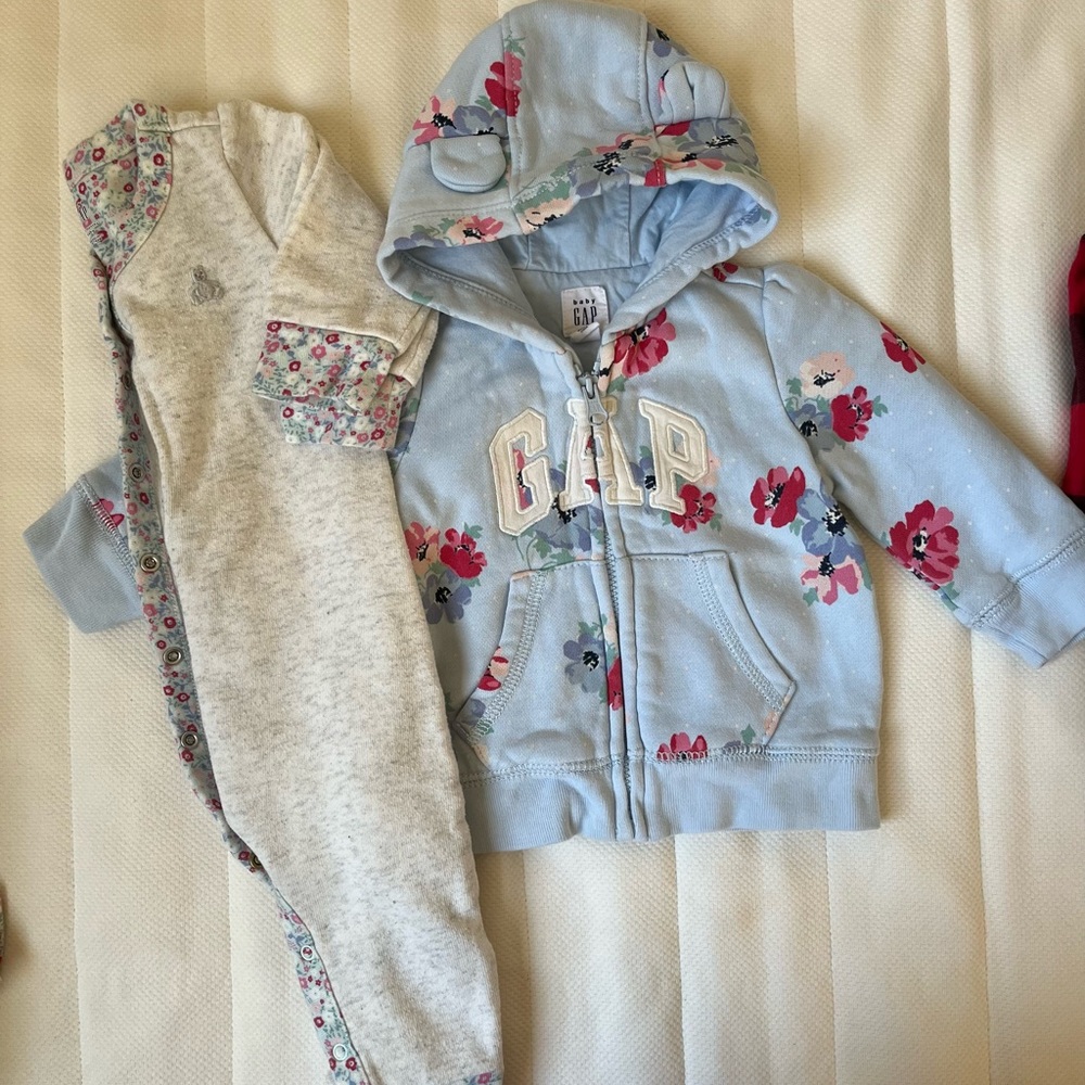 Gap baby floral one piece and jacket 3-6m
